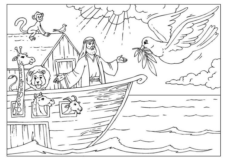 L’ Arca di Noè e la colomba da colorare