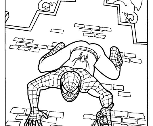 L’ Uomo Ragno Spiderman che cammina a testa in giù disegno da colorare gratis