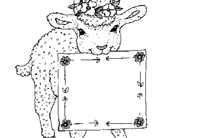 L’ agnellino della Pasqua con cartello disegno da colorare gratis