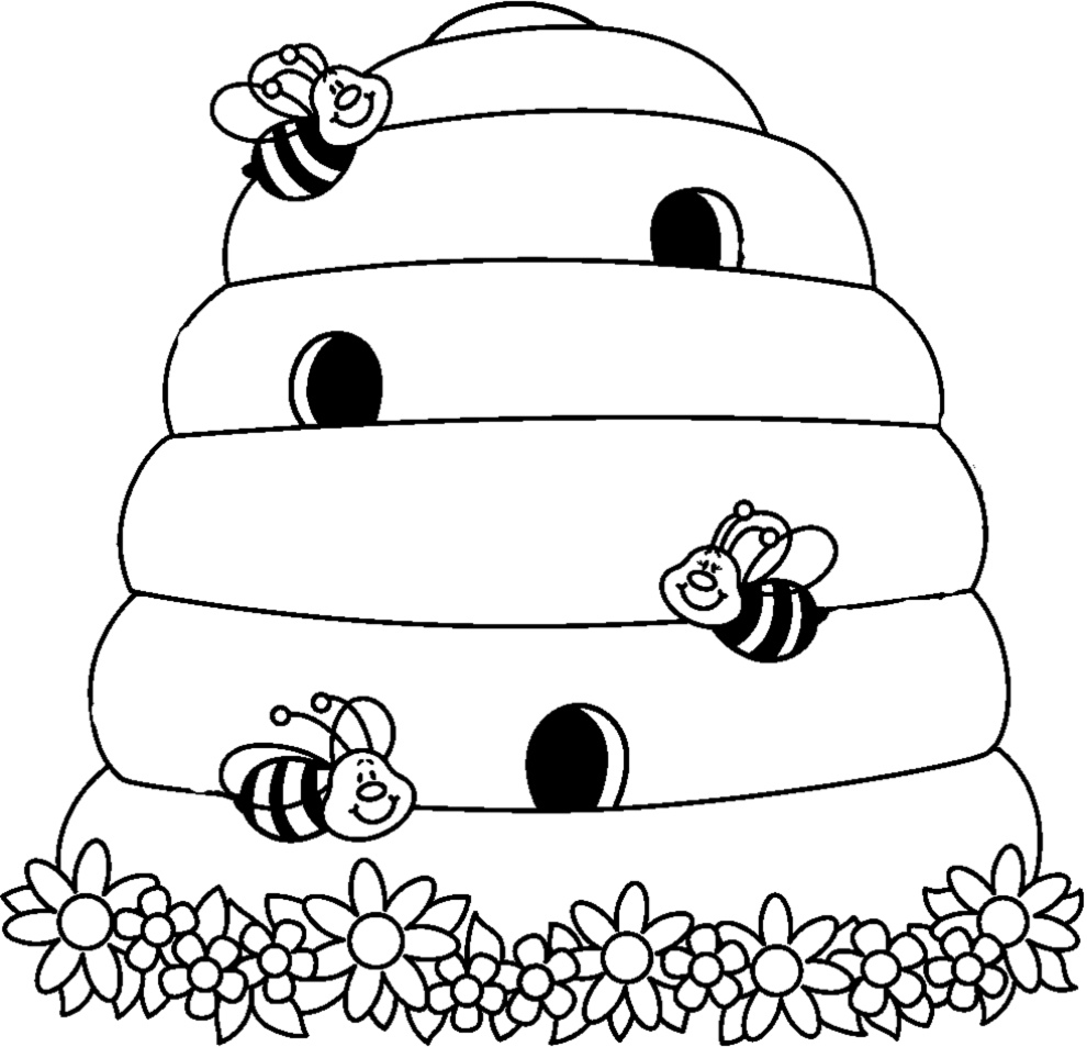 L’ alveare e tre api disegno da colorare gratis