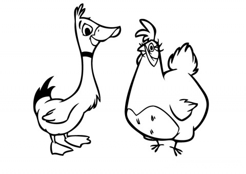 L’ anatra e la gallina disegni da colorare gratis