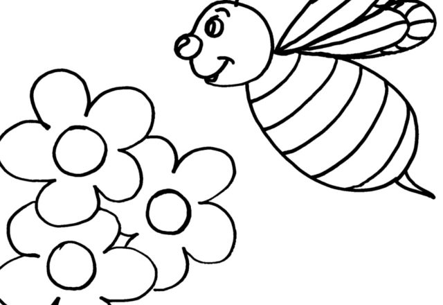 L’ ape regina e i fiori disegno da colorare
