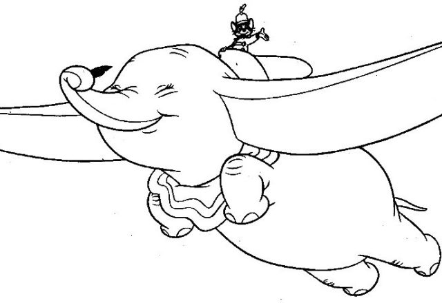 L’ elefantino Disney Dumbo che vola disegni da colorare