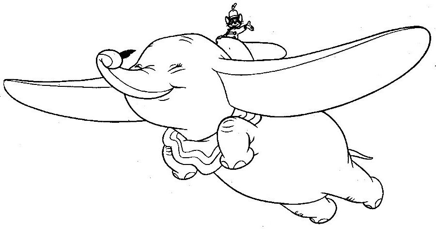 L’ elefantino Disney Dumbo che vola disegni da colorare