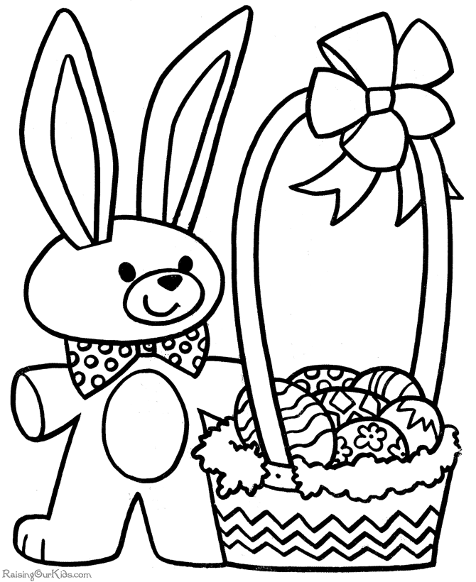 L’ orsacchiotto e le uova di Pasqua da colorare per bambini