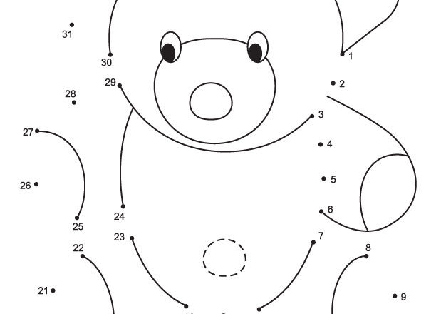 L’ orsacchiotto unisci i puntini facili per bambini
