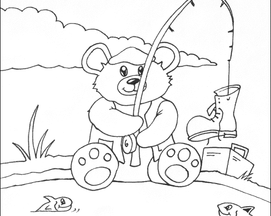 L’ orsetto pescatore disegni da colorare per bambini