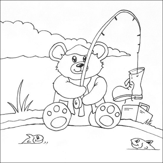 L’ orsetto pescatore disegni da colorare per bambini