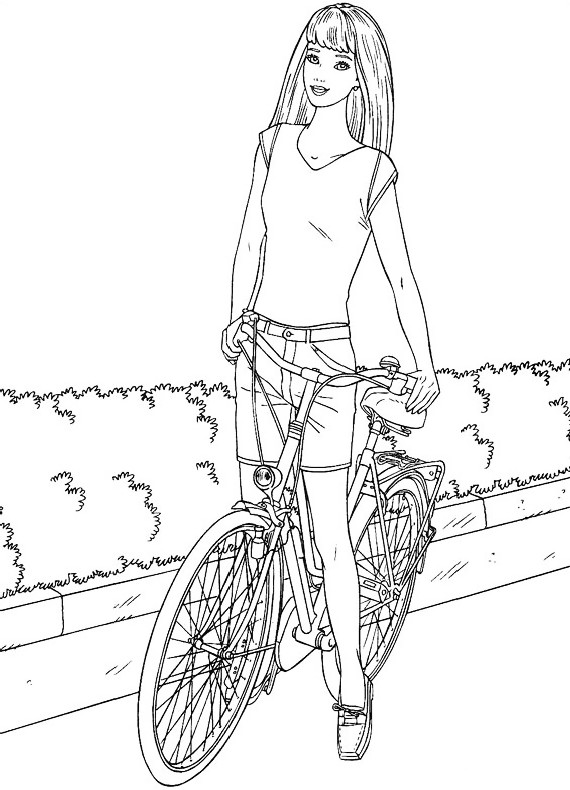 La Barbie sulla sua bicicletta disegno per bambine