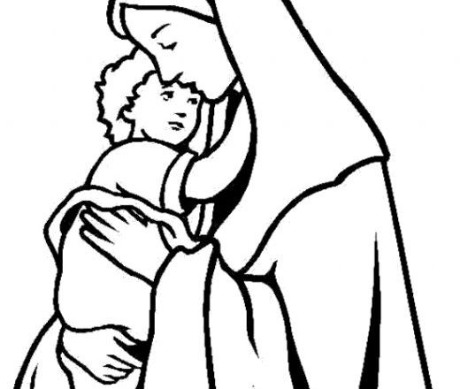 La Madonna con il suo bambino disegno da colorare gratuitamente