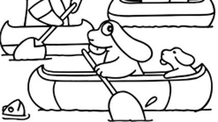 La Pimpa in canoa disegno da stampare per bambini
