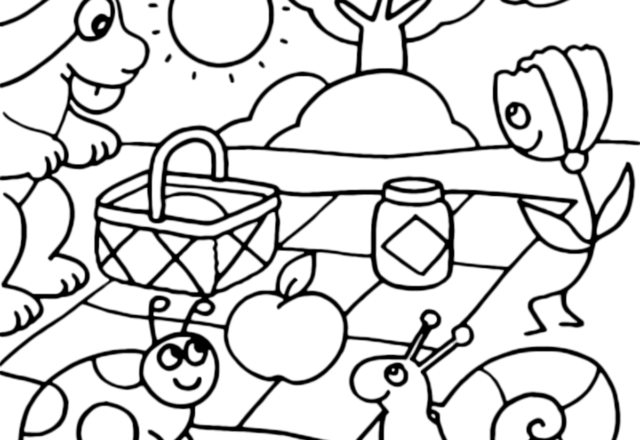 La Pimpa picnic disegno da stampare e da colorare gratis