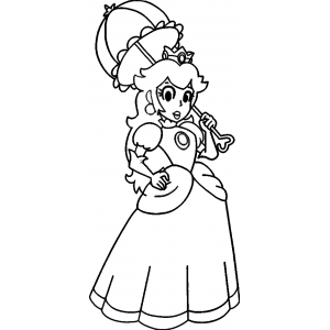 La Principessa Peach con l’ ombrello disegno da colorare gratis
