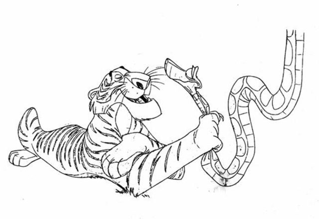 La Tigre cattiva e il Serpente disegni da colorare di Mowgli e il libro della giungla