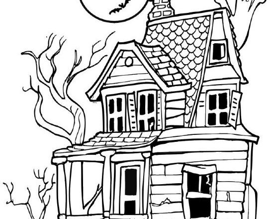La casa abbandonata di Halloween disegno da colorare per bambini