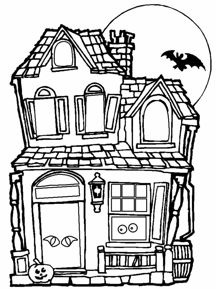 La casa infestata di Halloween da colorare