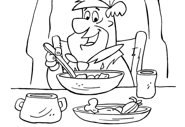 La cena di Fred Flintstone disegno da colorare gratis