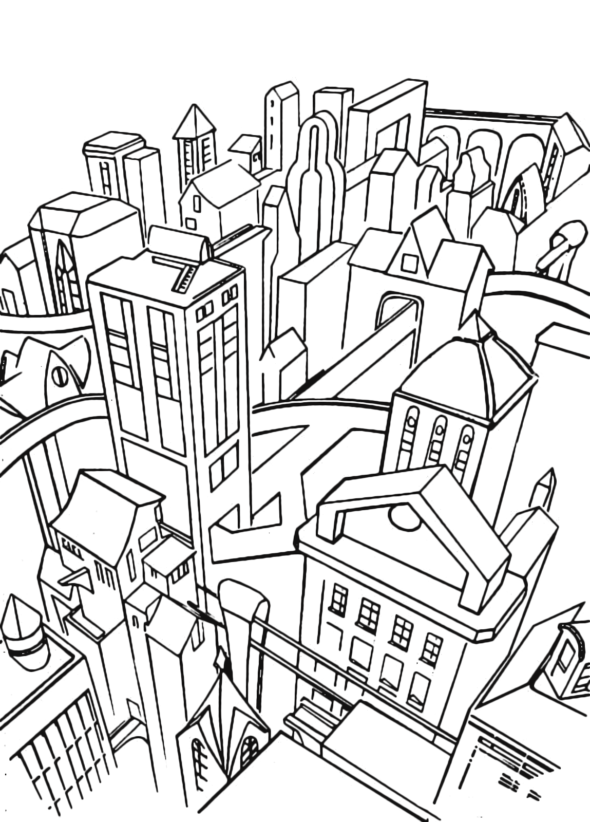 La città di Batman disegni da colorare Gotham City