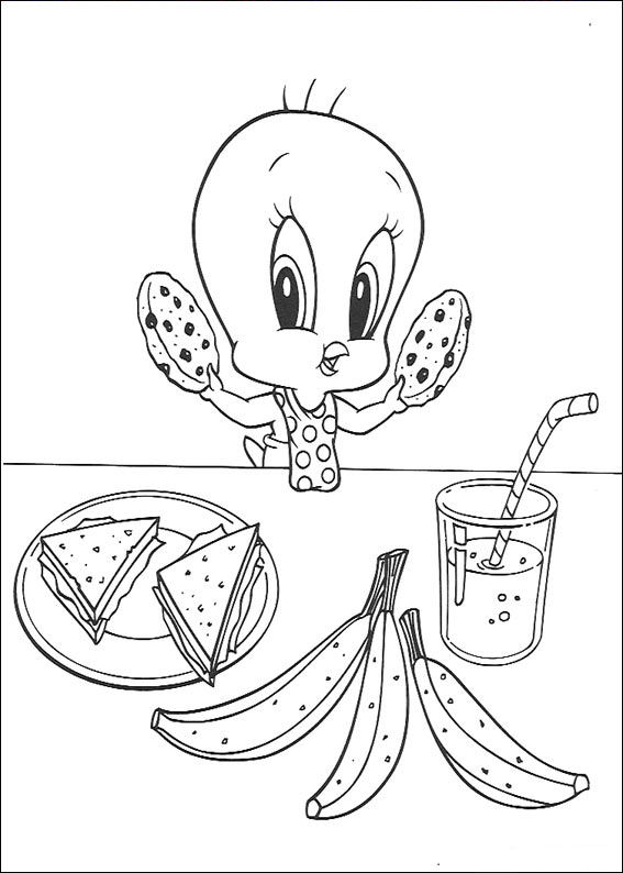 La colazione di Titti disegni da colorare gratis