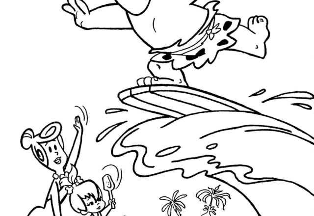 La famiglia Flintstones al mare disegno da colorare gratis