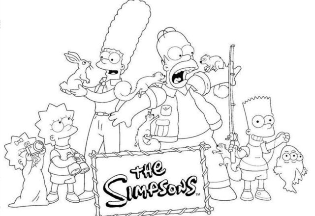La famiglia Simpson in campeggio disegno da colorare