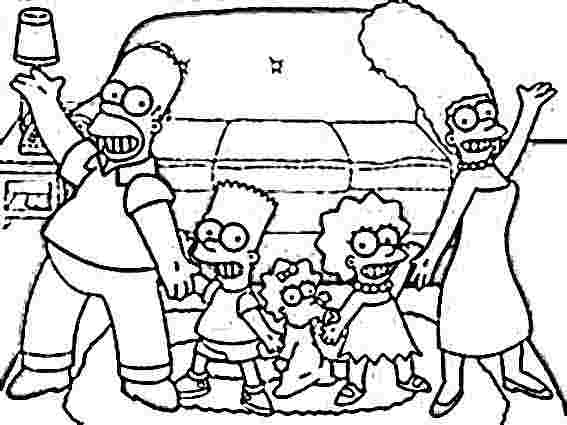 La famiglia Simpson in salotto disegno da colorare