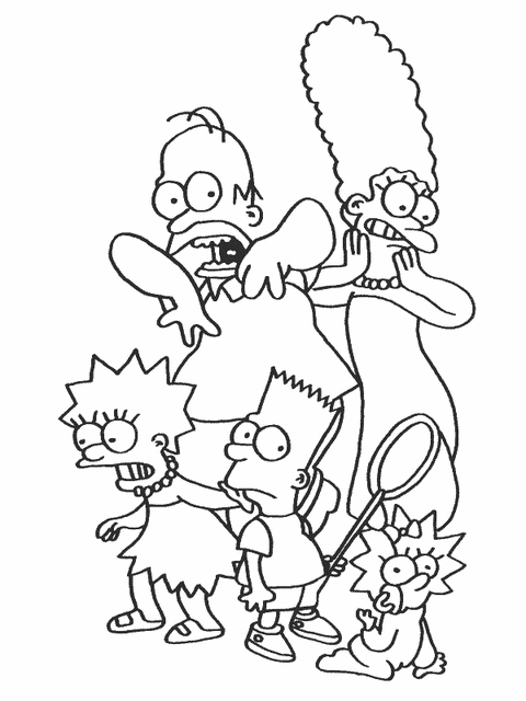 La famiglia Simpson spaventata disegno da colorare