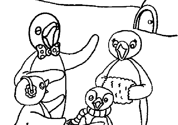 La famiglia di Pingu disegni da colorare per bimbi