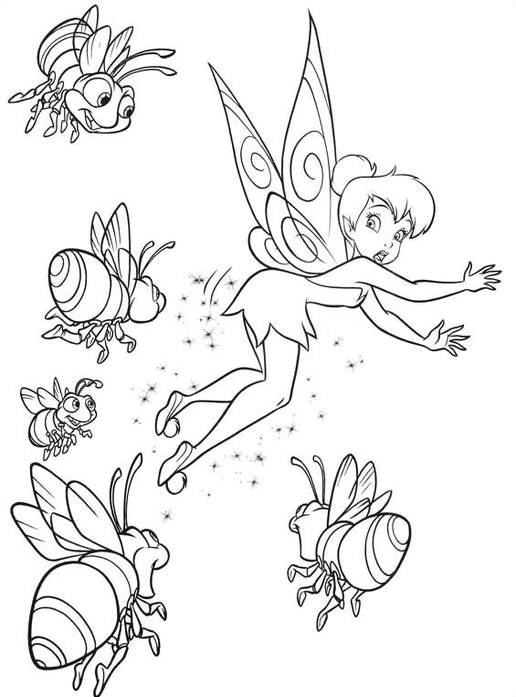 La fata Disney Trilli fugge dalle api disegno da colorare gratis