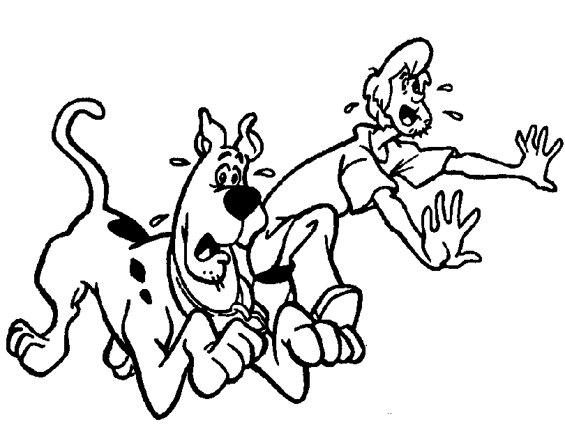 La fuga di Shaggy e di Scooby Doo da colorare