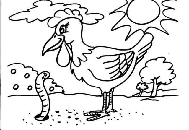 La gallina e il verme disegni da colorare gratuiti