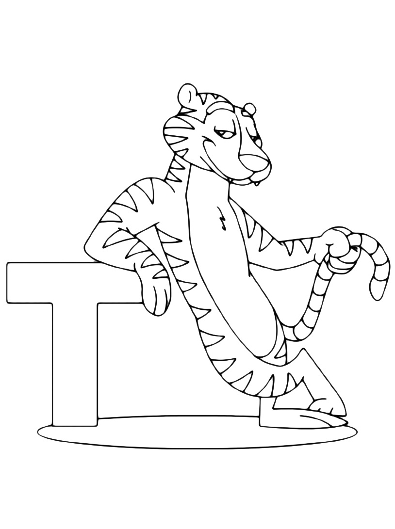La lettera T di tigre disegno da colorare