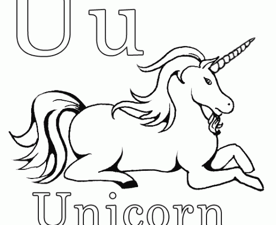 La lettera U è per Unicorno disegno da colorare