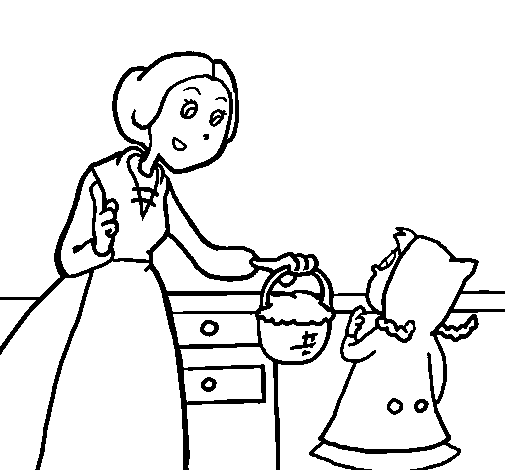 La mamma e Cappuccetto Rosso 3 disegni da colorare gratis