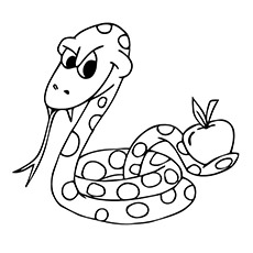 La mela e il serpente da colorare