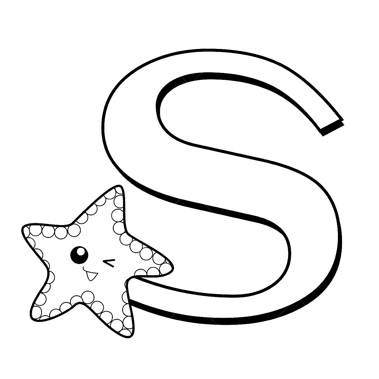 La s sta per stella marina da colorare