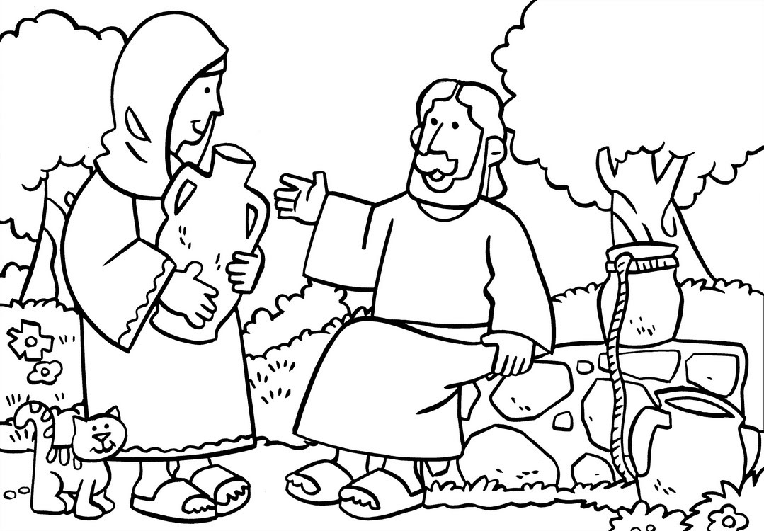 La samaritana e Gesù disegno da colorare