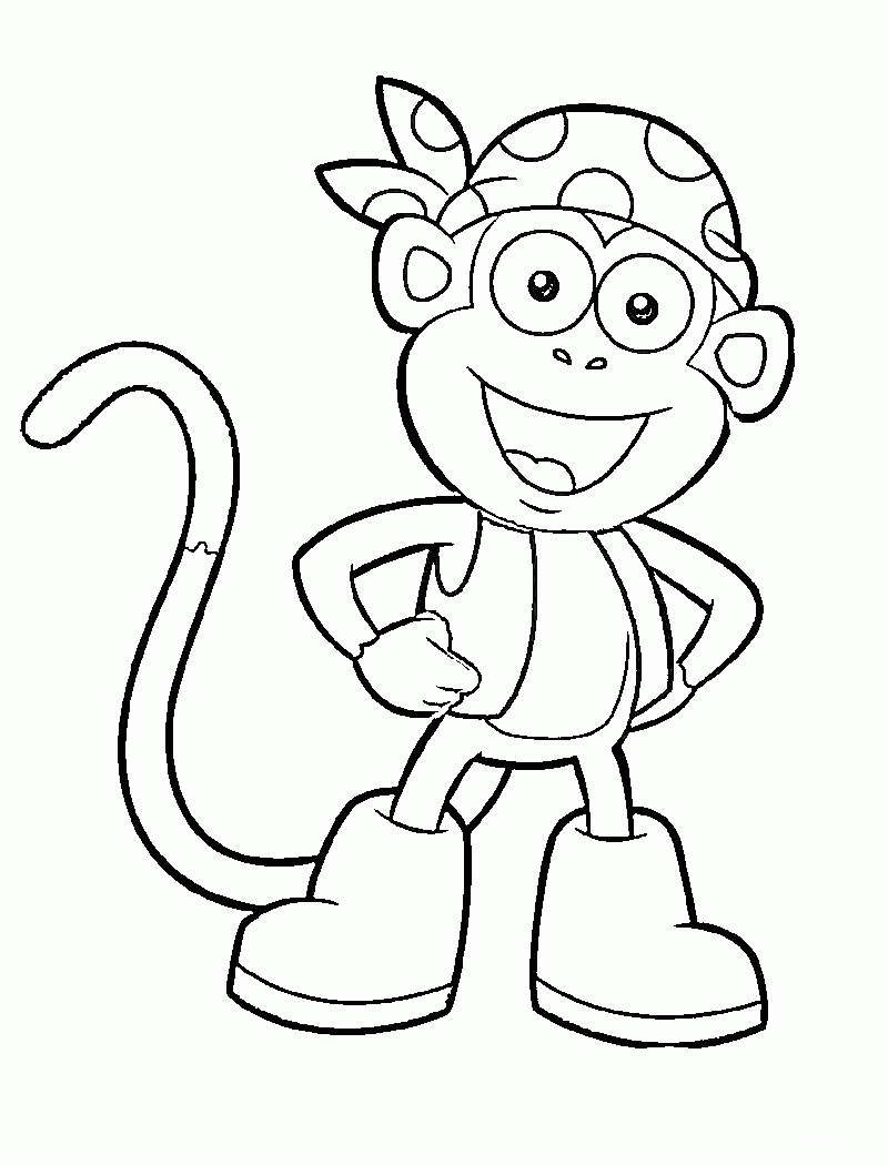 La scimmietta Boots con la bandana stampalo e coloralo