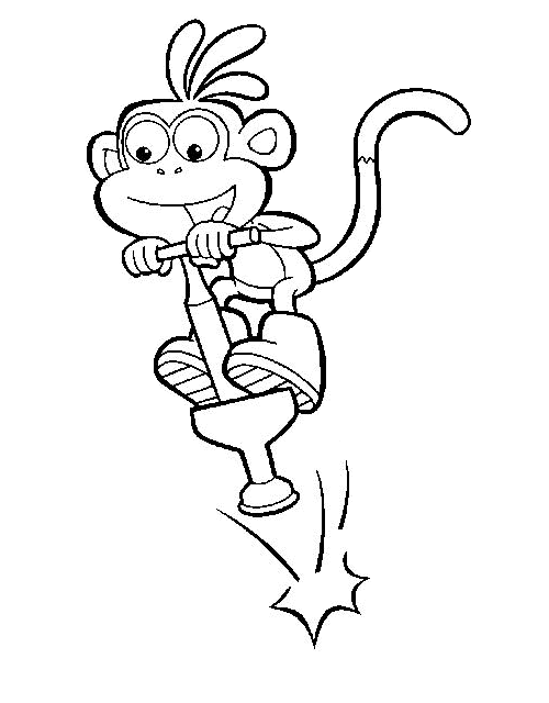 La scimmietta Boots saltella disegno da colorare gratis