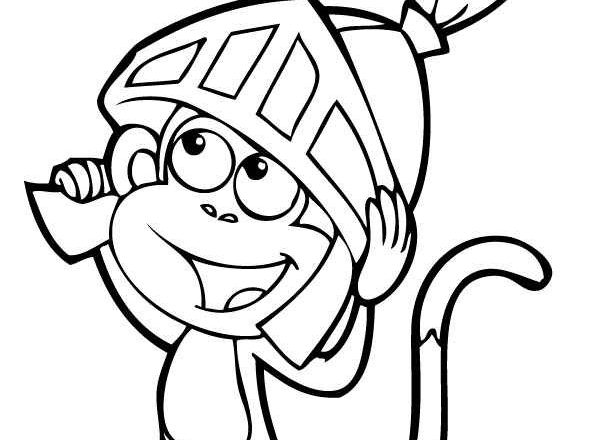 La scimmietta di Dora l’ esploratrice con un elmetto disegno