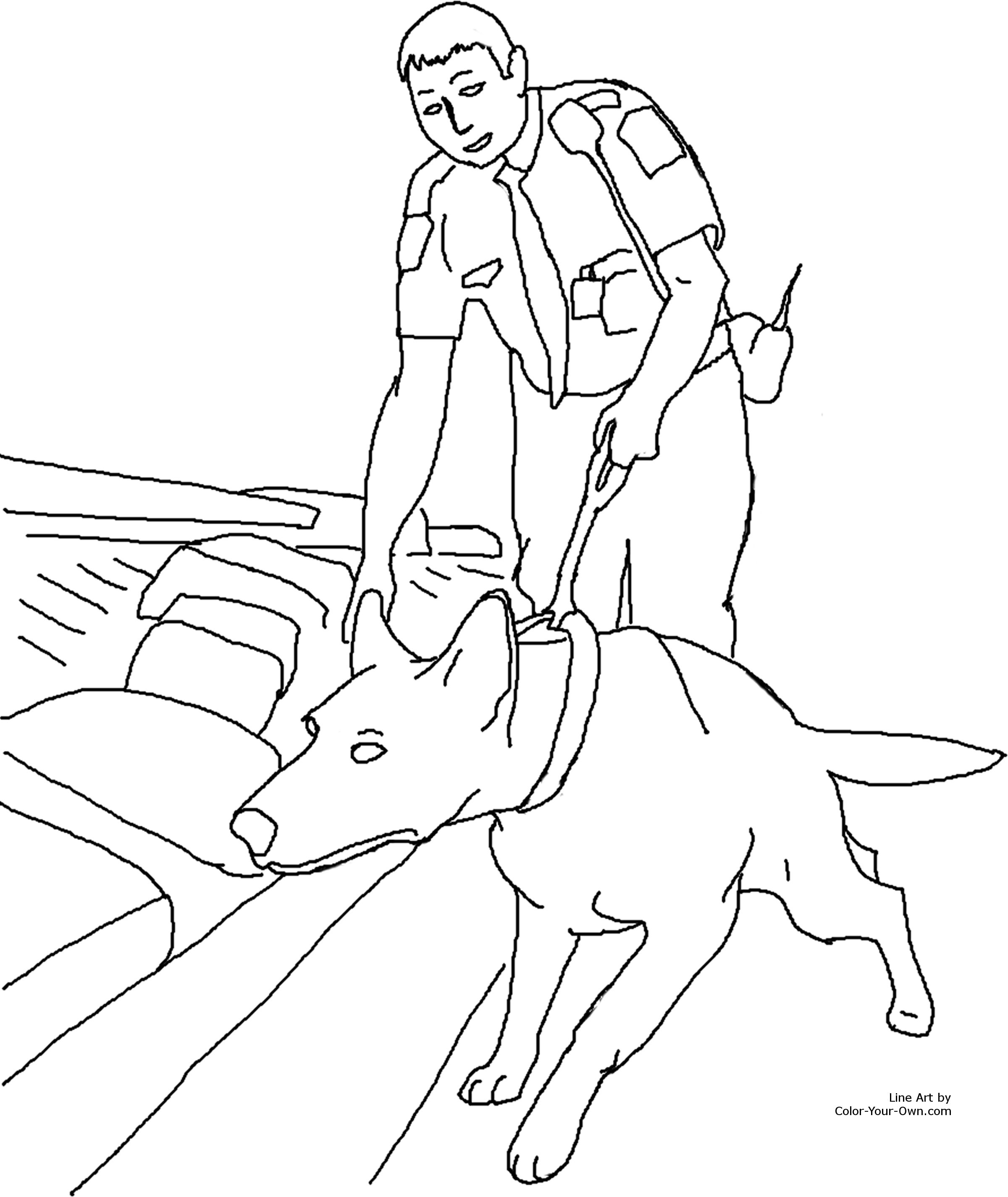 La sicurezza con cane in aeroporto colora il disegno