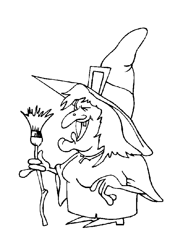 La strega con la scopa di Halloween disegno per i bambini