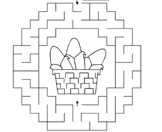 Labirinto da stampare con cesta di pane fresco