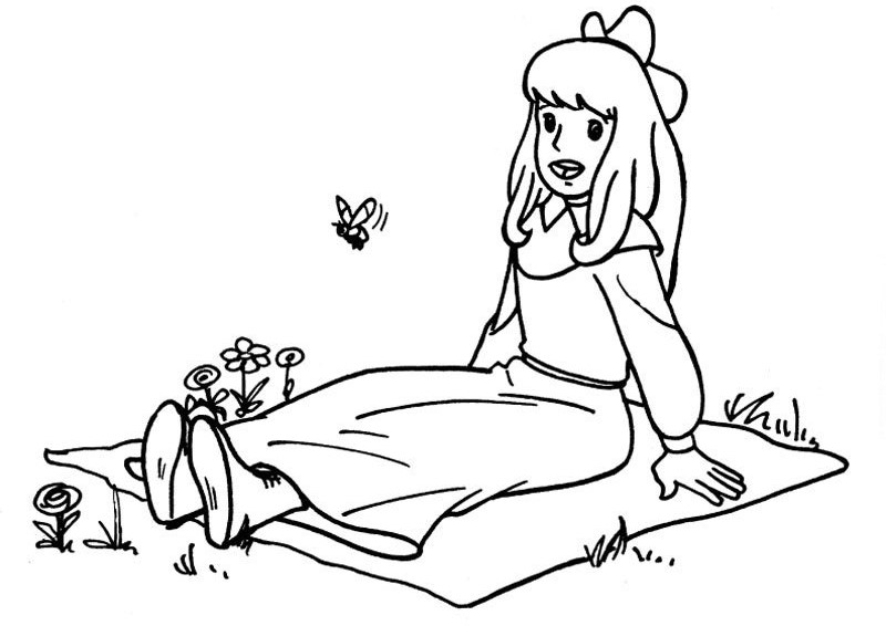 Lara seduta disegni da colorare gratis