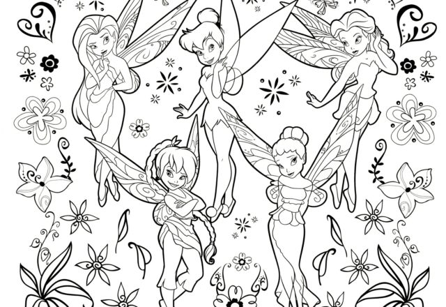 Le Disney Fairies tutte insieme disegno da stampare e colorare