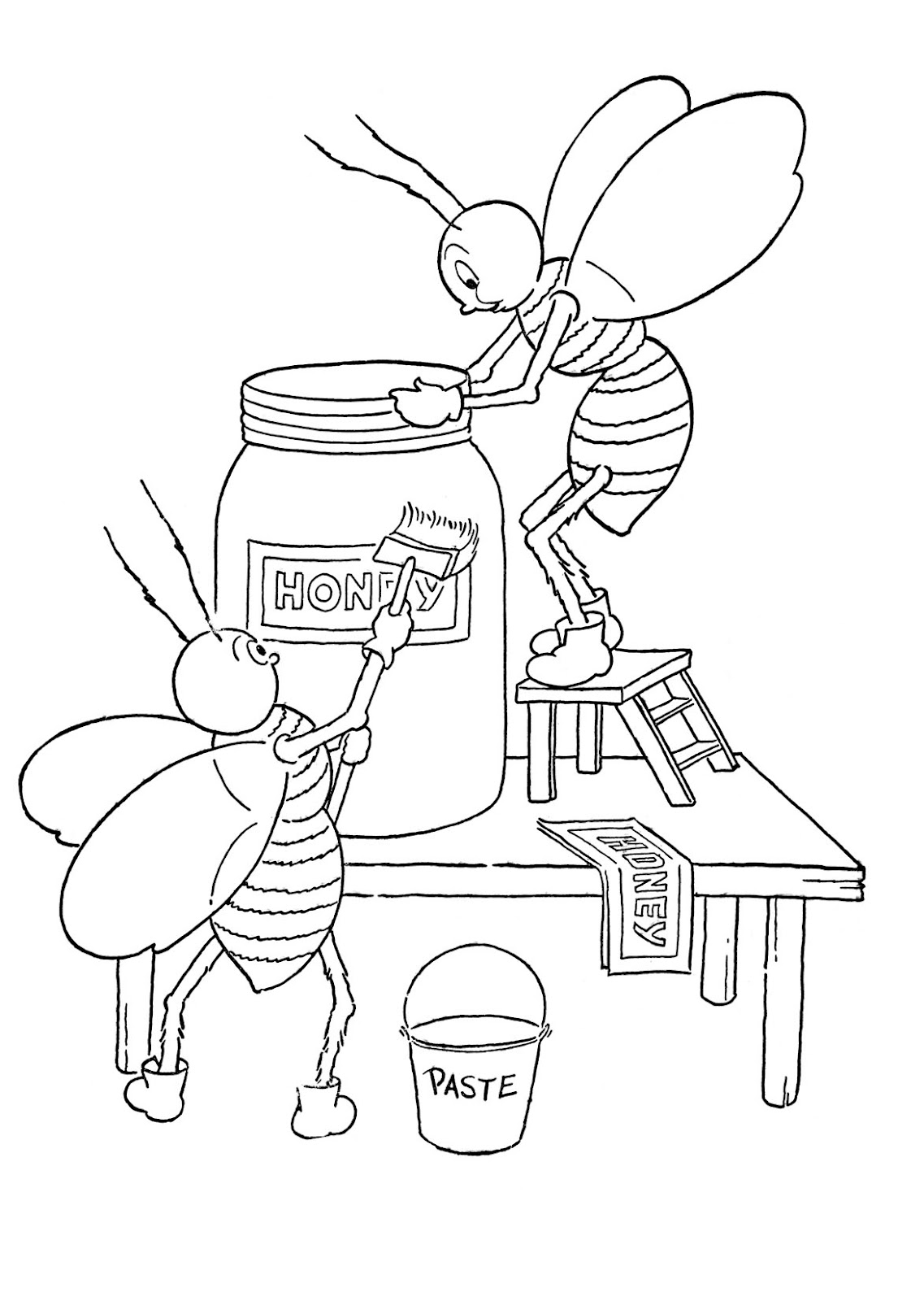 Le api che raccolgono il miele disegno da colorare gratis