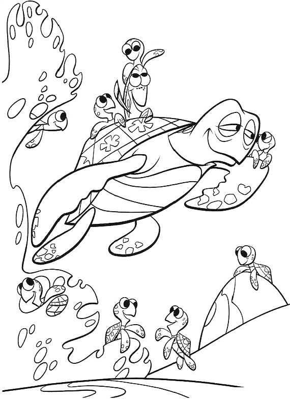Le tartarughine di Alla ricerca di Nemo da stampare e colorare