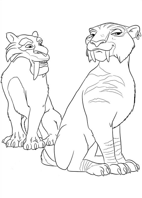 Le tigri dai denti a sciabola dell’ Era Glaciale disegno da colorare