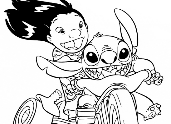 Lilo and Stitch in moto disegni per bambini