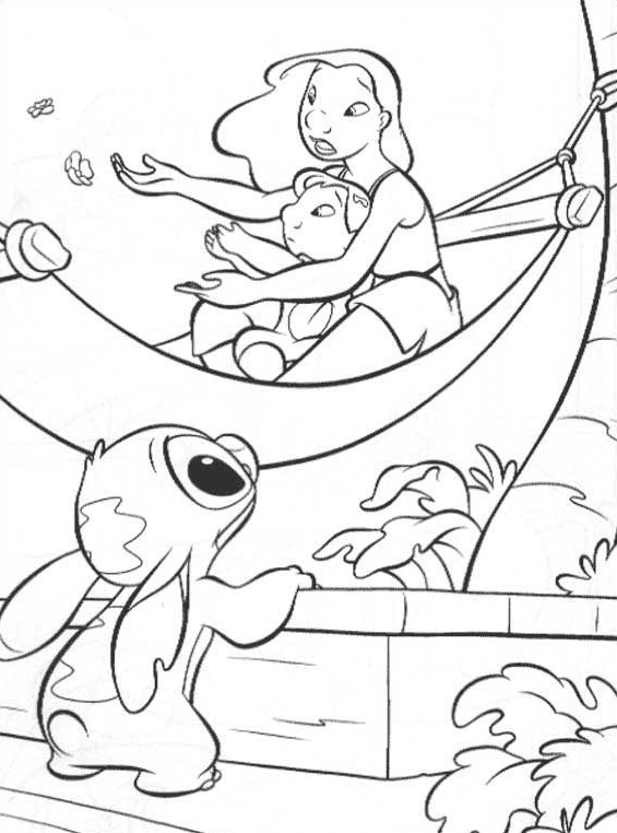 Lilo and Stitch sull’ hamaca disegni da stampare e colorare